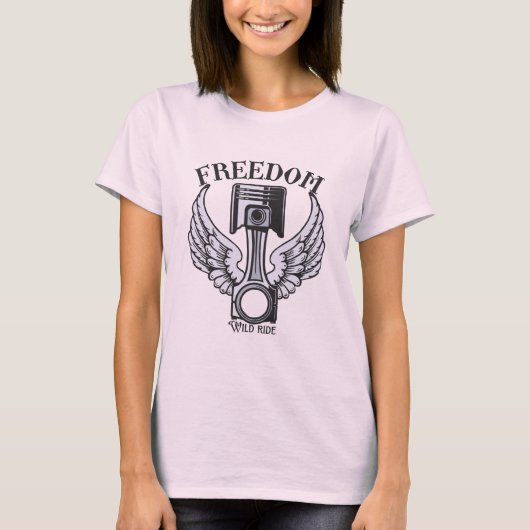 pistons d'ailes de liberté vintage moto T-shirt (Devant)