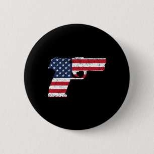 Pistool Amerikaanse Vlag 4 Juli Ronde Button 5,7 Cm