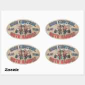 Pistool controle betekent beide handen ovale sticker (Vel)