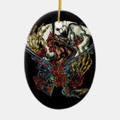 Pistool en Rozen potkaarten Keramisch Ornament (Voorkant)