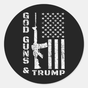Pistool en Trump 2e wijzigingsvlag AR15 (terug) Ronde Sticker