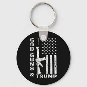 Pistool en Trump 2e wijzigingsvlag AR15 (terug) Sleutelhanger