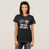 Pistool Geweld Zonnebrillen Amerikaanse vlag T-shirt (Voorkant volledig)