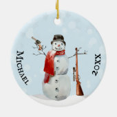 Pistool Lover Shooter Snowman Keramisch Ornament (Achterkant)