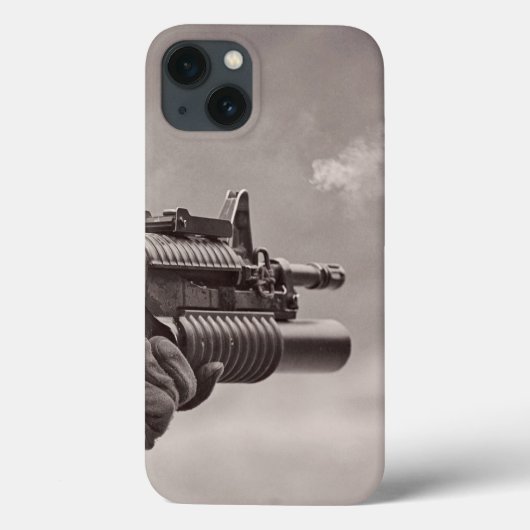 Pistool Masculine, zwart-wit, soldeersubmachine Case-Mate iPhone Case (Achterkant)