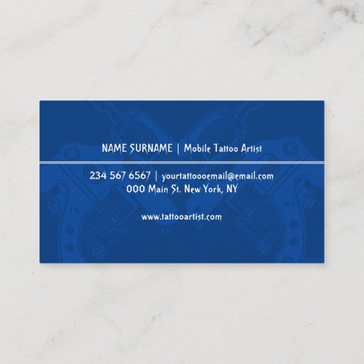 Pistool Minimalist Modern Navy Tattoo Visitekaartje (Achterkant)