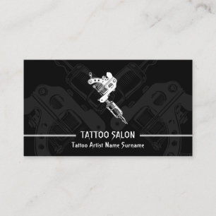 Pistool minimalistisch modern zwart Tattoo Visitekaartje