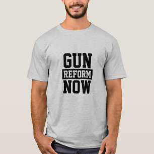 Pistool reformeren nu zwart modern vet typografie t-shirt