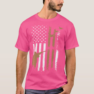 Pistool Rifle Hunt Duck Amerikaanse vlag T-shirt