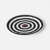 pistool schietend bereik stift oogdoelsymbool papieren bordje (Gekanteld)