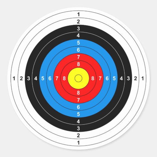 pistool schietend bereik stift oogdoelsymbool ronde sticker (Voorkant)