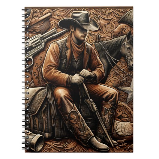 Pistool-slingerende cowboy: Wild West Portrait Notitieboek (Voorkant)