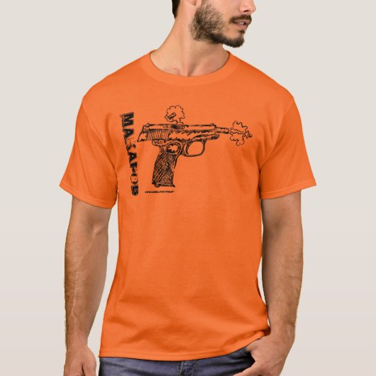 Pistool t-shirt met maarovpistolasje, voor grafisc (Voorkant)