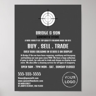 Pistool Target, Gunsmith, Gunstore Adverteren Poster