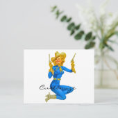 Pistool-toting Pin-up Cowgirl Thunder_Cove Briefkaart (Staand voorkant)