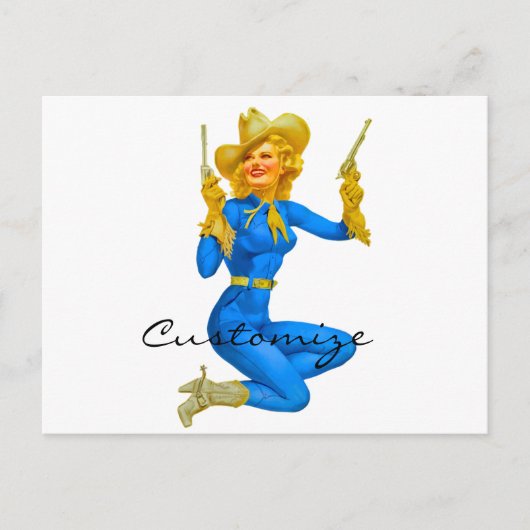 Pistool-toting Pin-up Cowgirl Thunder_Cove Briefkaart (Voorkant)