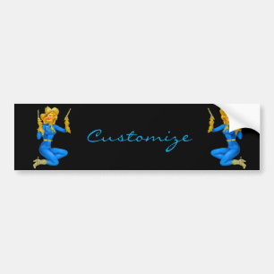 Pistool-toting Pin-up Cowgirl Thunder_Cove Bumpersticker