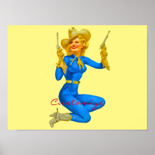 Pistool-toting Pin-up Cowgirl Thunder_Cove Poster