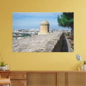 Pistool turret op de oude muren in Valletta, Malta Canvas Afdruk (Insitu (Woonkamer))