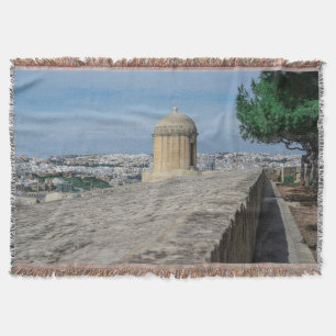 Pistool turret op de oude muren in Valletta, Malta Deken