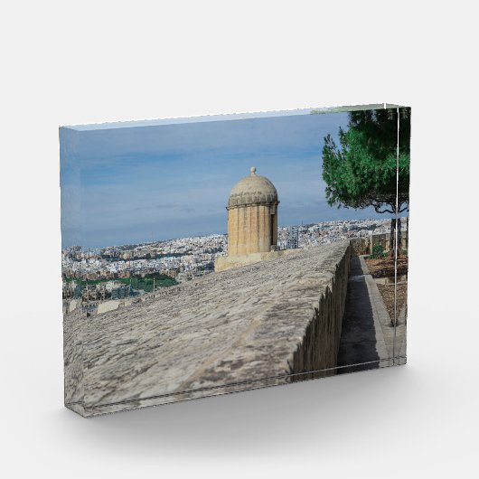 Pistool turret op de oude muren in Valletta, Malta Fotoblokken (Links)