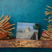 Pistool turret op de oude muren in Valletta, Malta Fotoplaat (Zijkant)