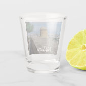 Pistool turret op de oude muren in Valletta, Malta Shot Glas (Achterkant)