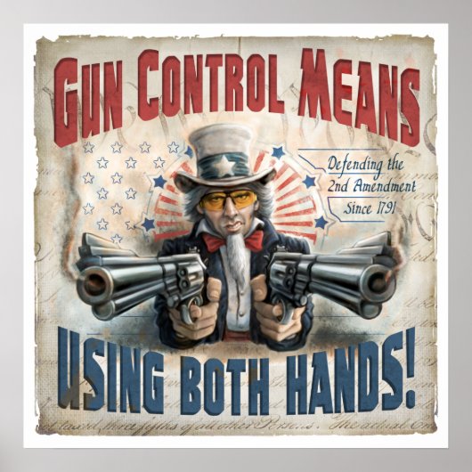 Pistool: twee handen gebruiken poster (Voorkant)