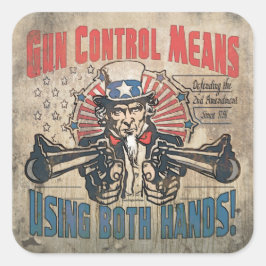 Pistool: tweeduizend Retro Vierkante Sticker