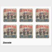 Pistool: tweeduizend Retro Vierkante Sticker (Vel)