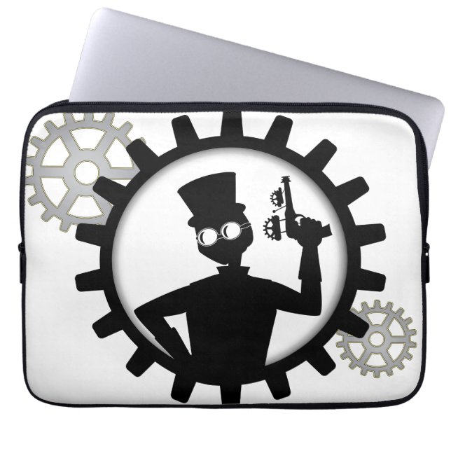 Pistool voor het vasthouden van Man van steampunk  Laptop Sleeve (Voorkant)