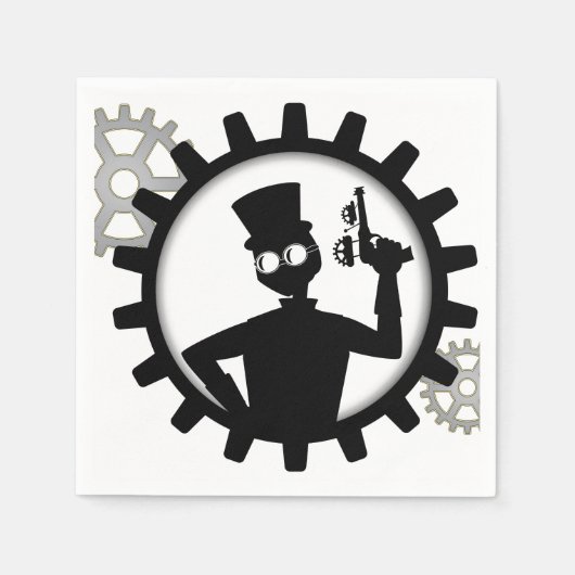 Pistool voor het vasthouden van Man van steampunk  Servetten (Voorkant)