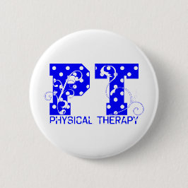 pit blauw witte poka dots ronde button 5,7 cm