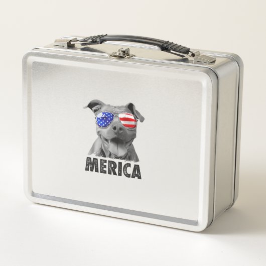 Pit Bull 4 juli Merica Mannen American Flag Sung (Voorkant)