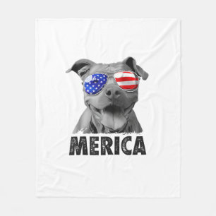 Pit Bull 4 juli Merica Mannen American Flag Sung Fleece Deken