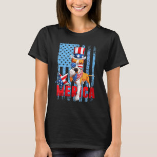 Pit Bull 4 juli Merica Mannen Vrouwen USA Flag Dog T-shirt