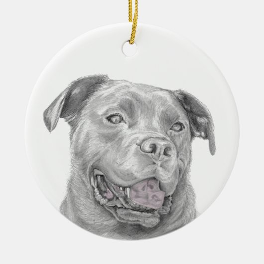 Pit Bull Art Drawing Keramisch Ornament (Voorkant)