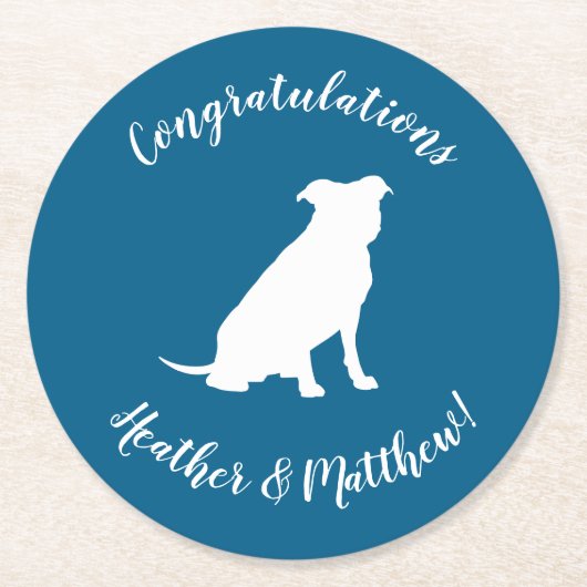 Pit Bull Baby shower Dog Pitbull Blue Boy Ronde Kartonnen Onderzetter (Voorkant)