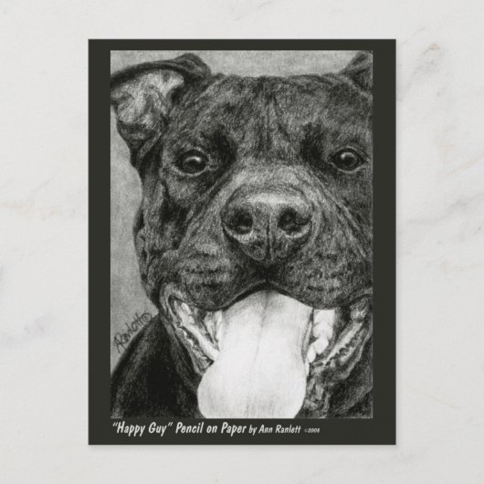 Pit Bull Briefkaart - "Happy Guy" (Voorkant)