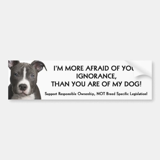 Pit Bull Bumpersticker (wit) Anti - BSL (Voorkant)