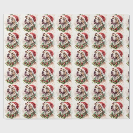 Pit Bull Christmas Wrapping Paper Cadeaupapier (Vlak)