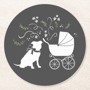 Pit Bull Dog Baby shower Geslacht Neutrale Pitbull Ronde Kartonnen Onderzetter