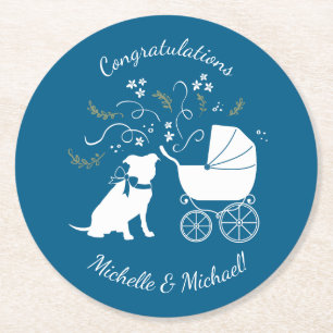 Pit Bull Dog-Baby shower Ronde Kartonnen Onderzetter
