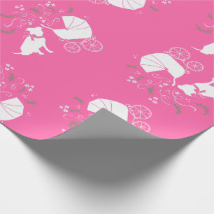 Pit Bull Dog Baby shower Roze Girl Pitbull Cadeaupapier