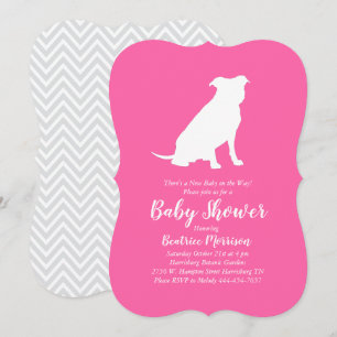 Pit Bull Dog Baby shower Roze Girl Pitbull Kaart