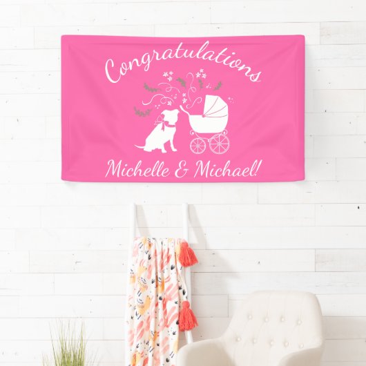 Pit Bull Dog Baby shower Roze Girl Pitbull Spandoek (Insitu)