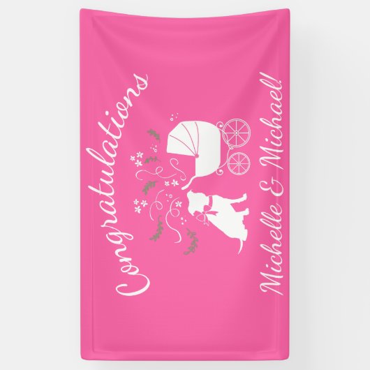 Pit Bull Dog Baby shower Roze Girl Pitbull Spandoek (Verticaal)