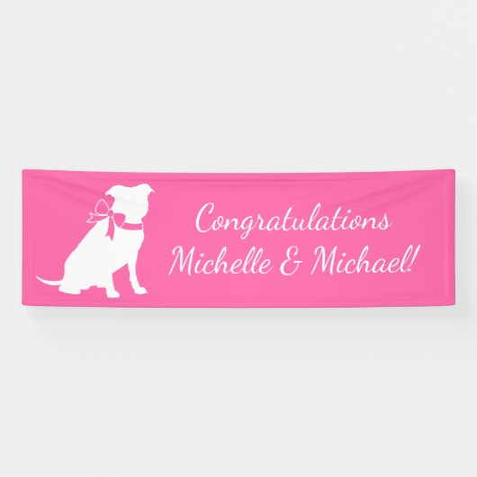 Pit Bull Dog Baby shower Roze Girl Pitbull Spandoek (Horizontaal)