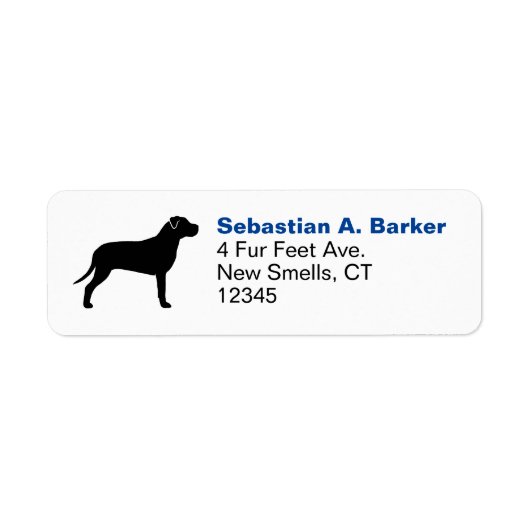 Pit Bull Dog Breed Silhouette Retour Adres Label (Voorkant)