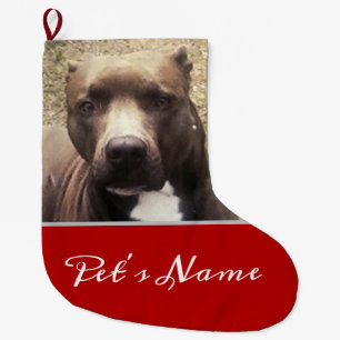 Pit Bull Dog Custom Pet Photo Gepersonaliseerd Grote Kerstsok